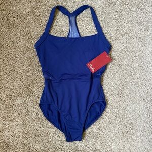 NWT Wide Strap Watercolor Mesh Leotard